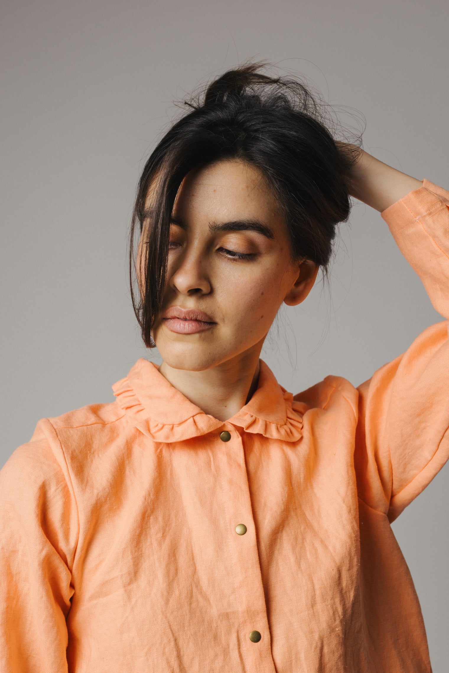 Ruffle Collar Celine Shirt - Linen