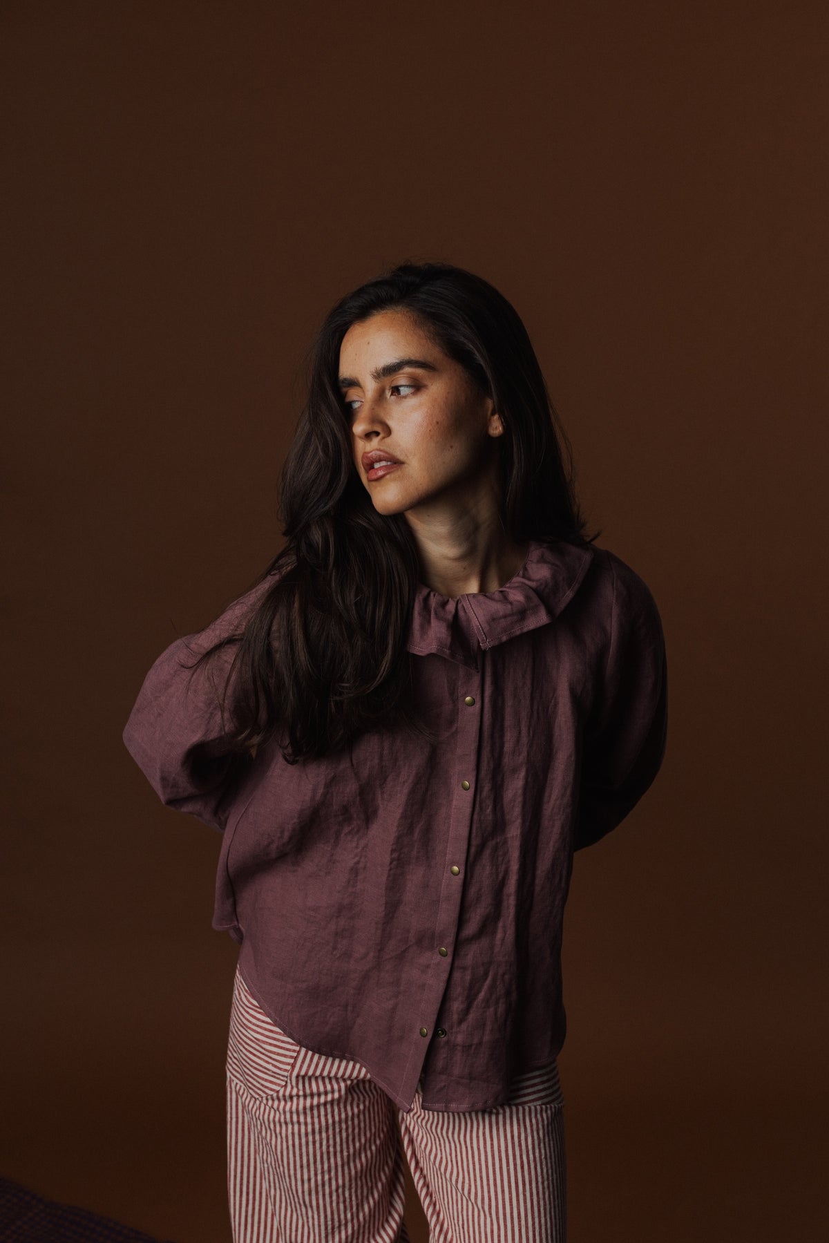 Frill Collar Celine Shirt - Linen