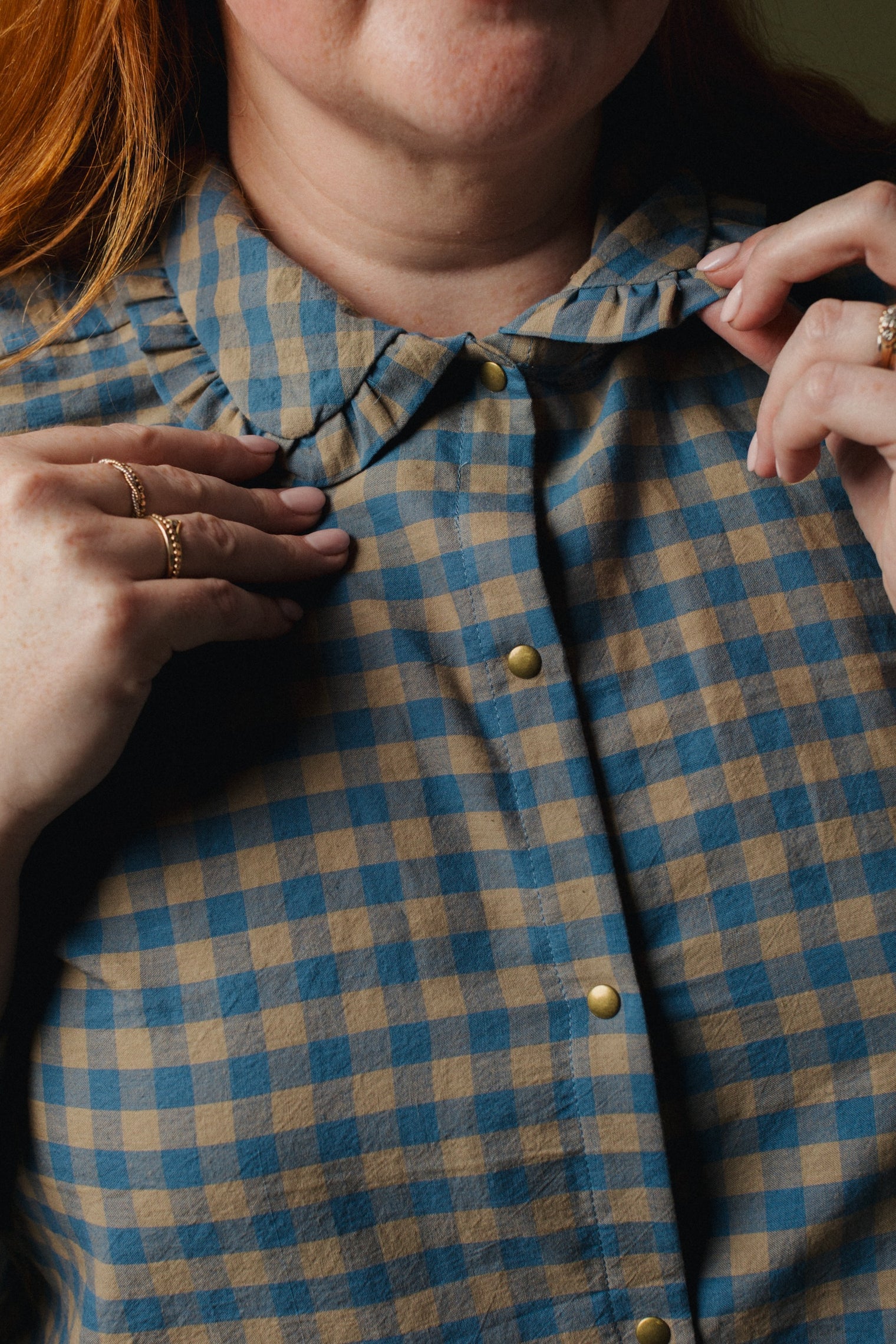 Ruffle Collar Celine Shirt - Handwoven Cotton