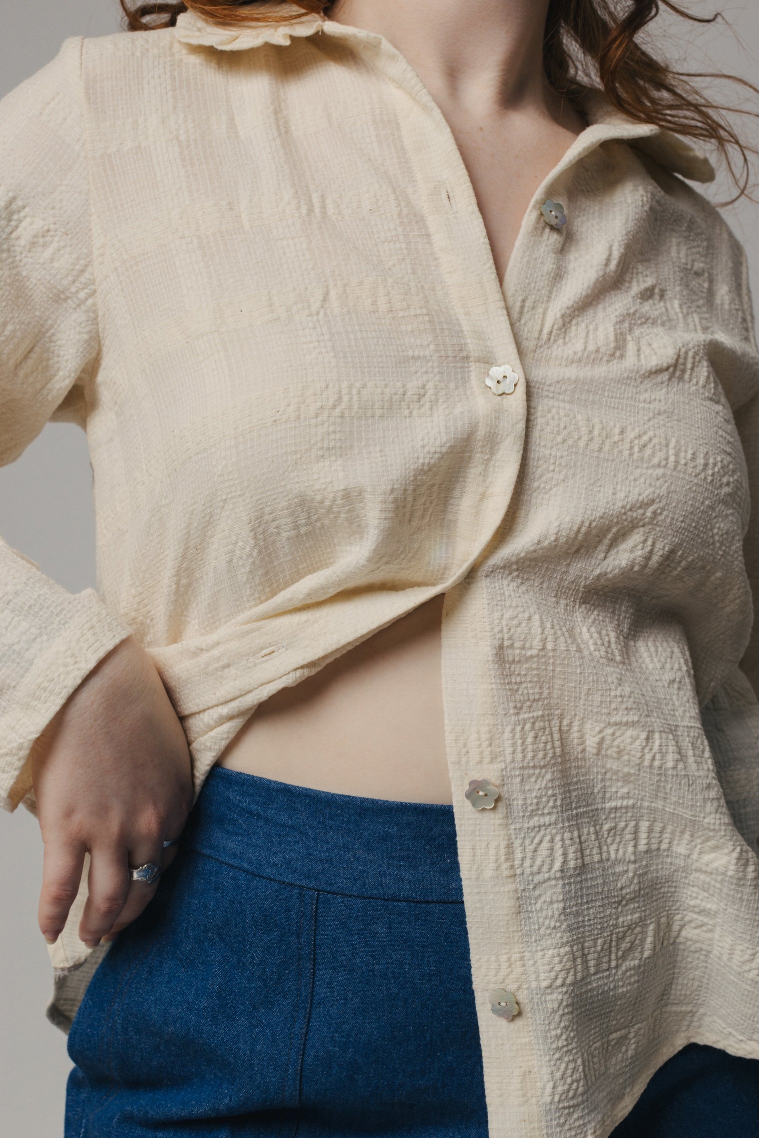 Ruffle Collar Celine Shirt - Cotton