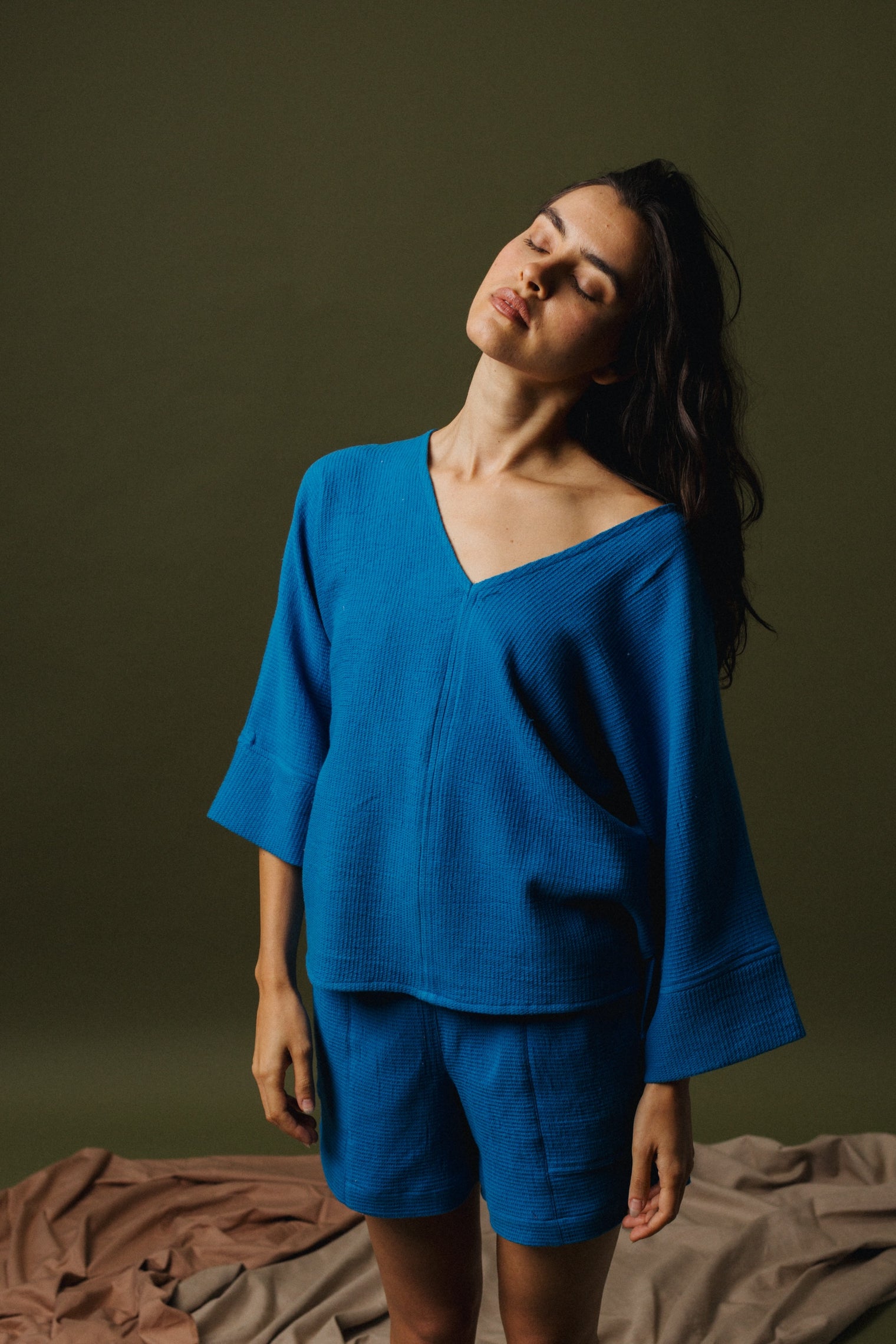 3/4 Sleeve Hanna Top - Waffle