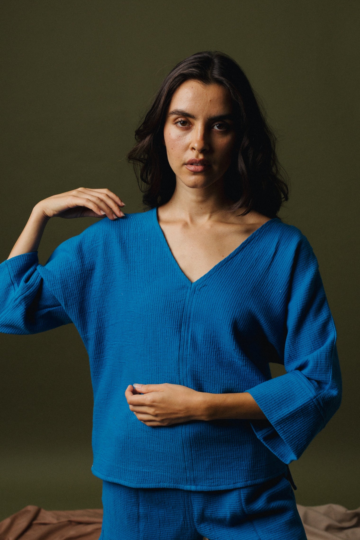 3/4 Sleeve Hanna Top - Waffle