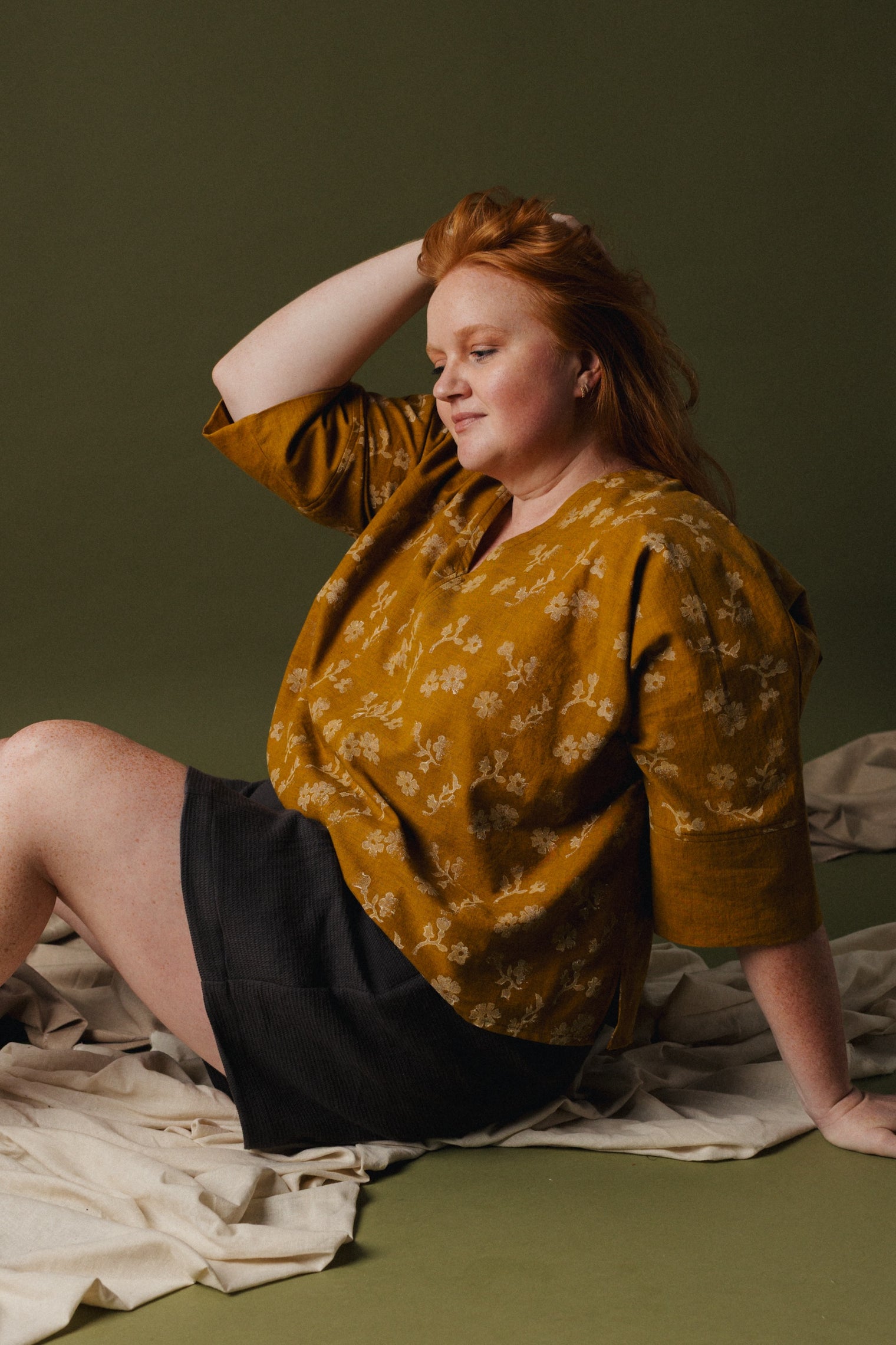 3/4 Sleeve Hanna Top - Block Printed Cotton