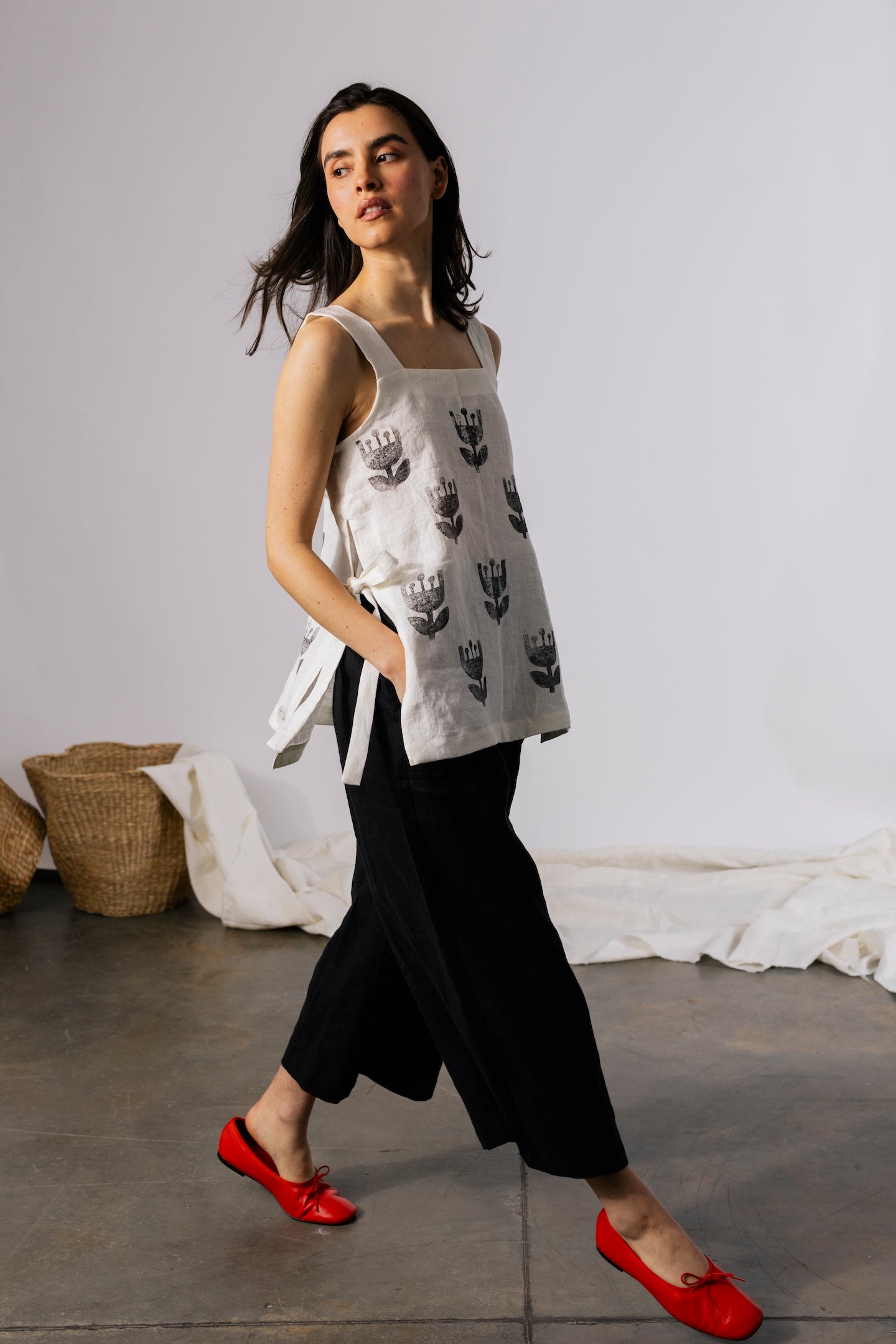 Maeva Top - Block Printed Linen