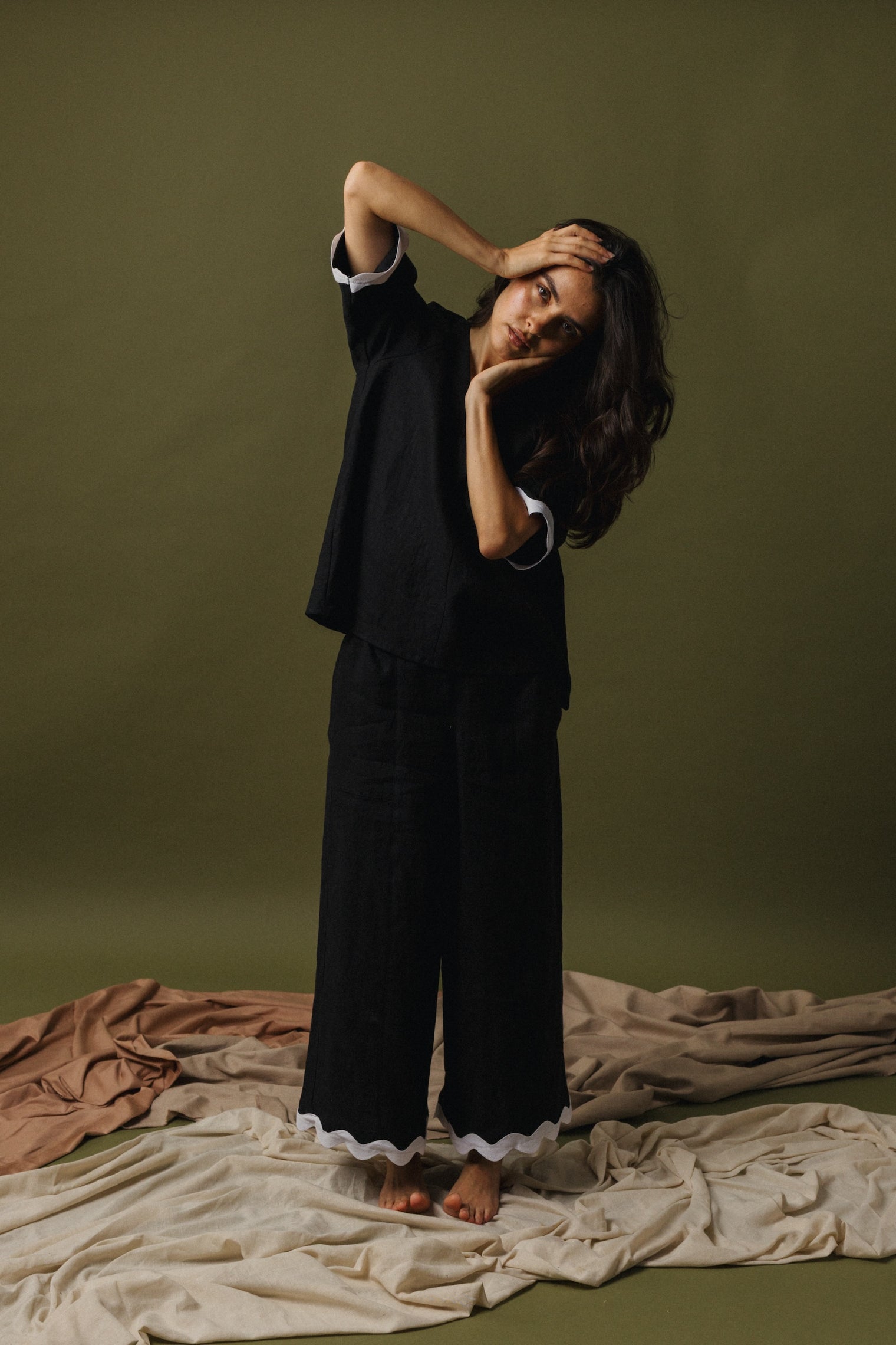 Emil Easy Crop Pant - Linen with Ric Rac