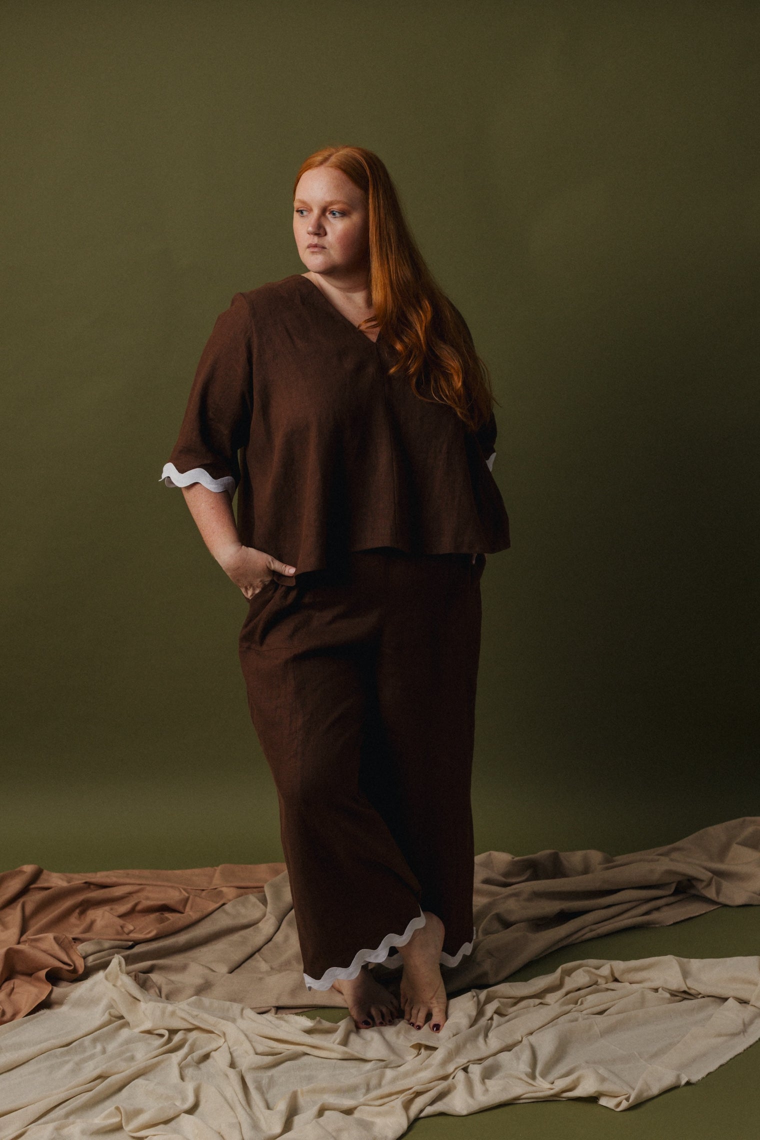 Emil Easy Crop Pant - Linen with Ric Rac