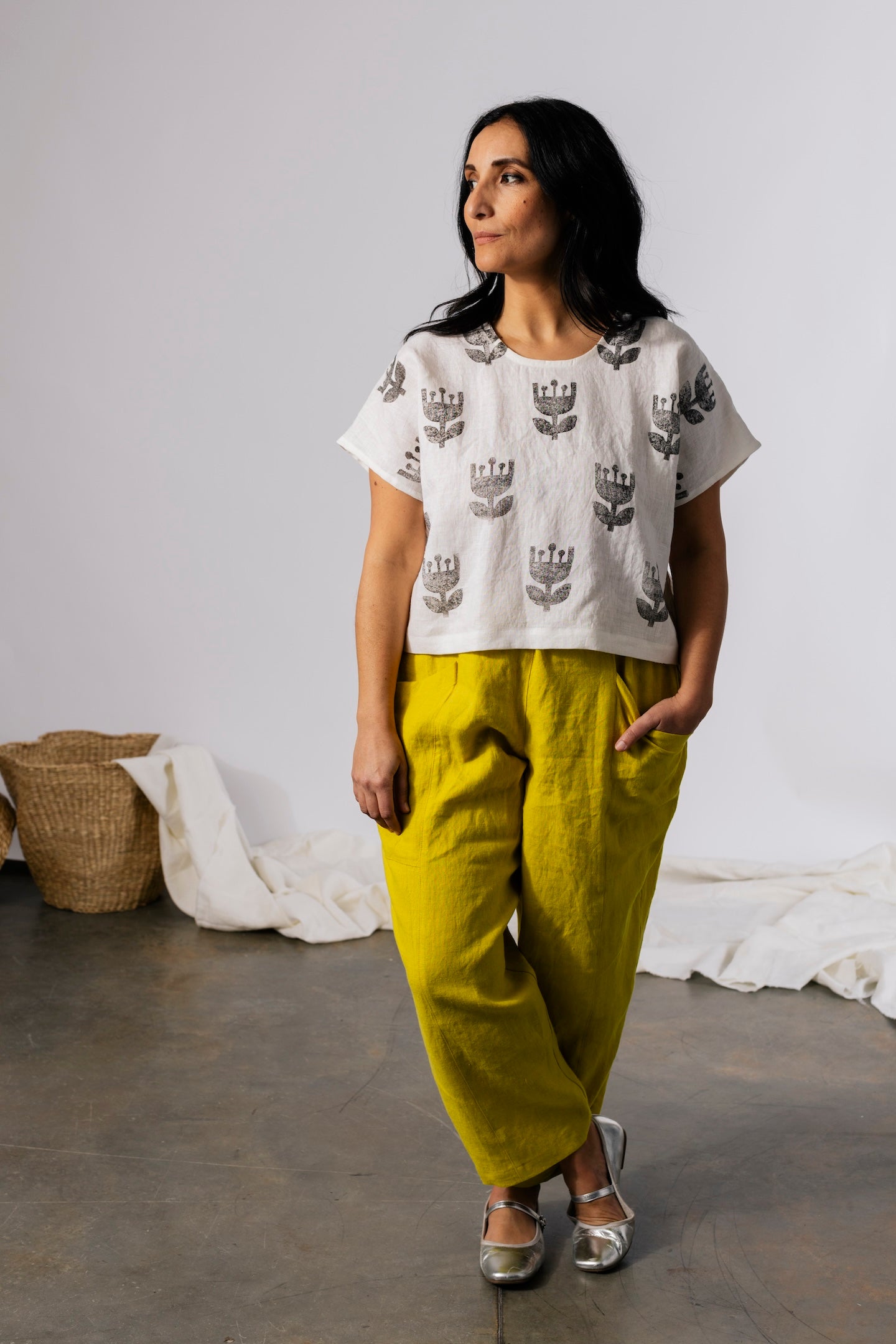 Rome Top - Block Printed Linen