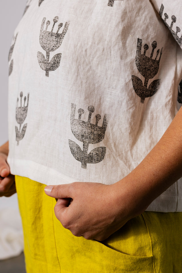 Rome Top - Block Printed Linen