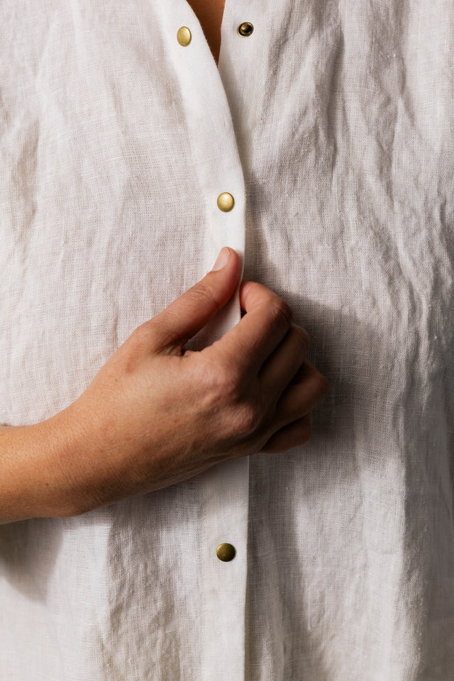 Ruffle Collar Celine Shirt - Linen