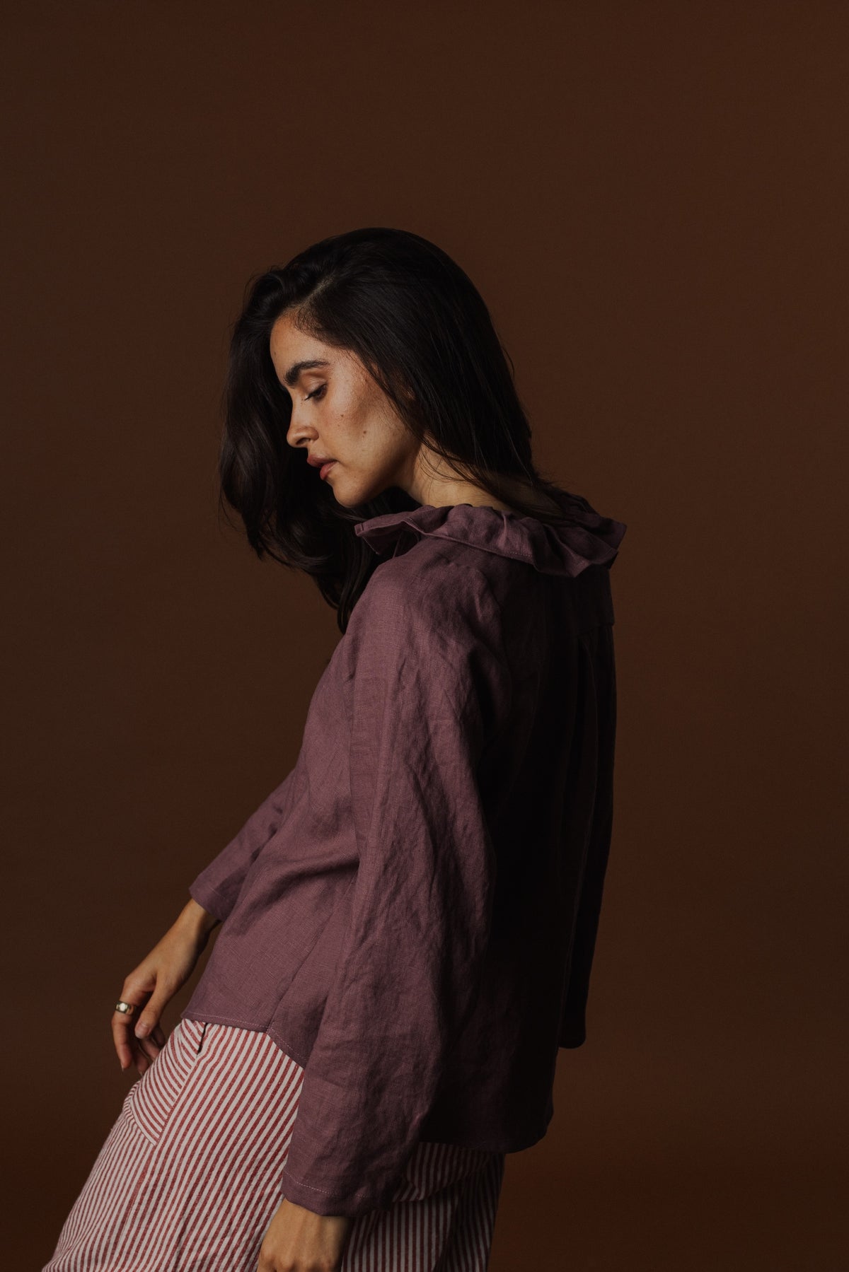 Frill Collar Celine Shirt - Linen