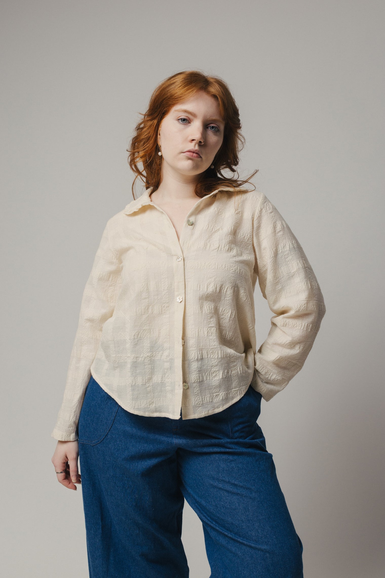 Ruffle Collar Celine Shirt - Cotton