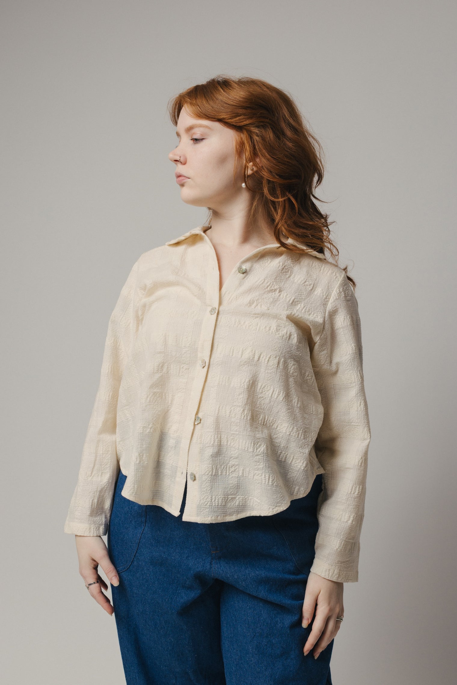 Ruffle Collar Celine Shirt - Cotton