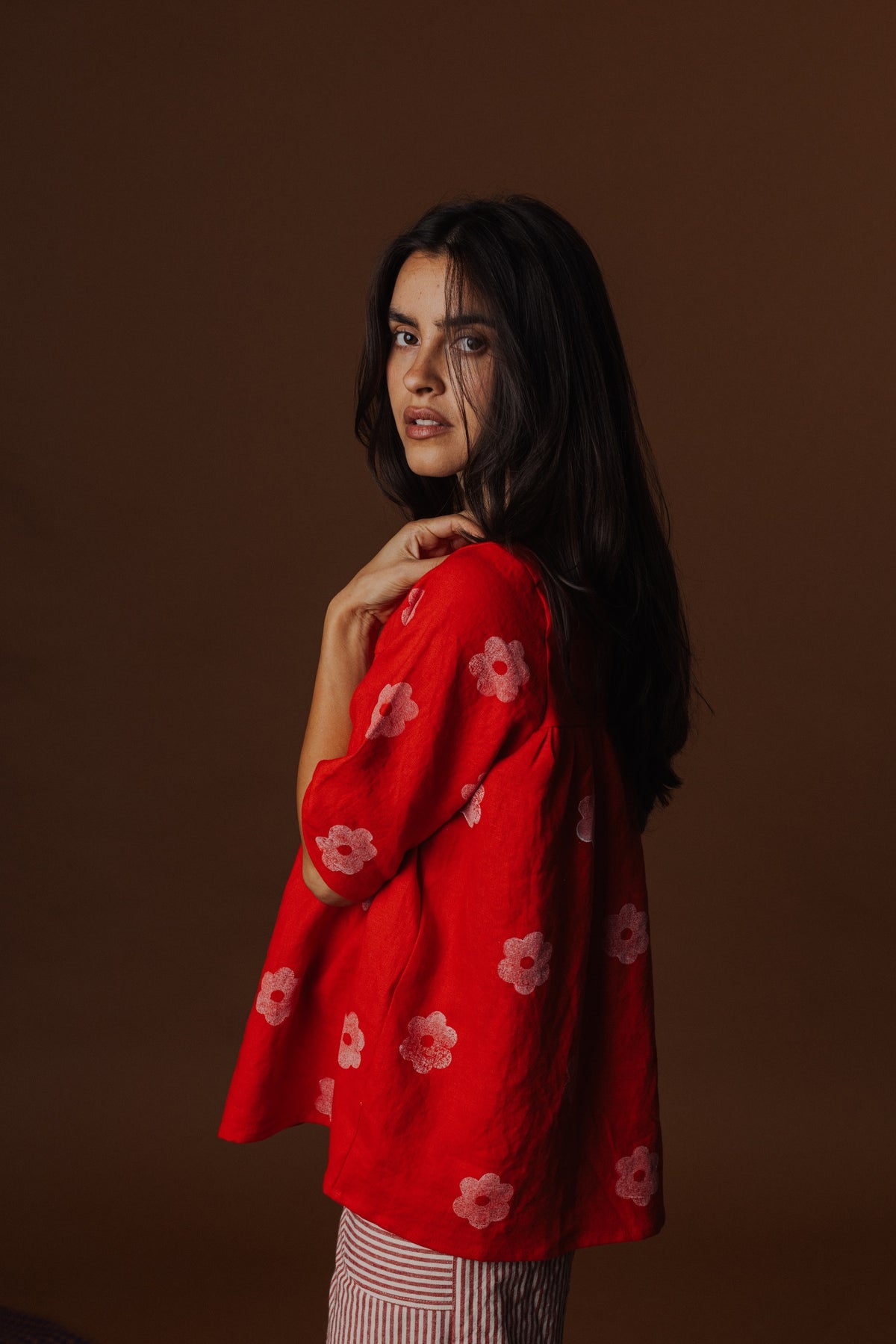 Claire Blouse - Block Printed Linen