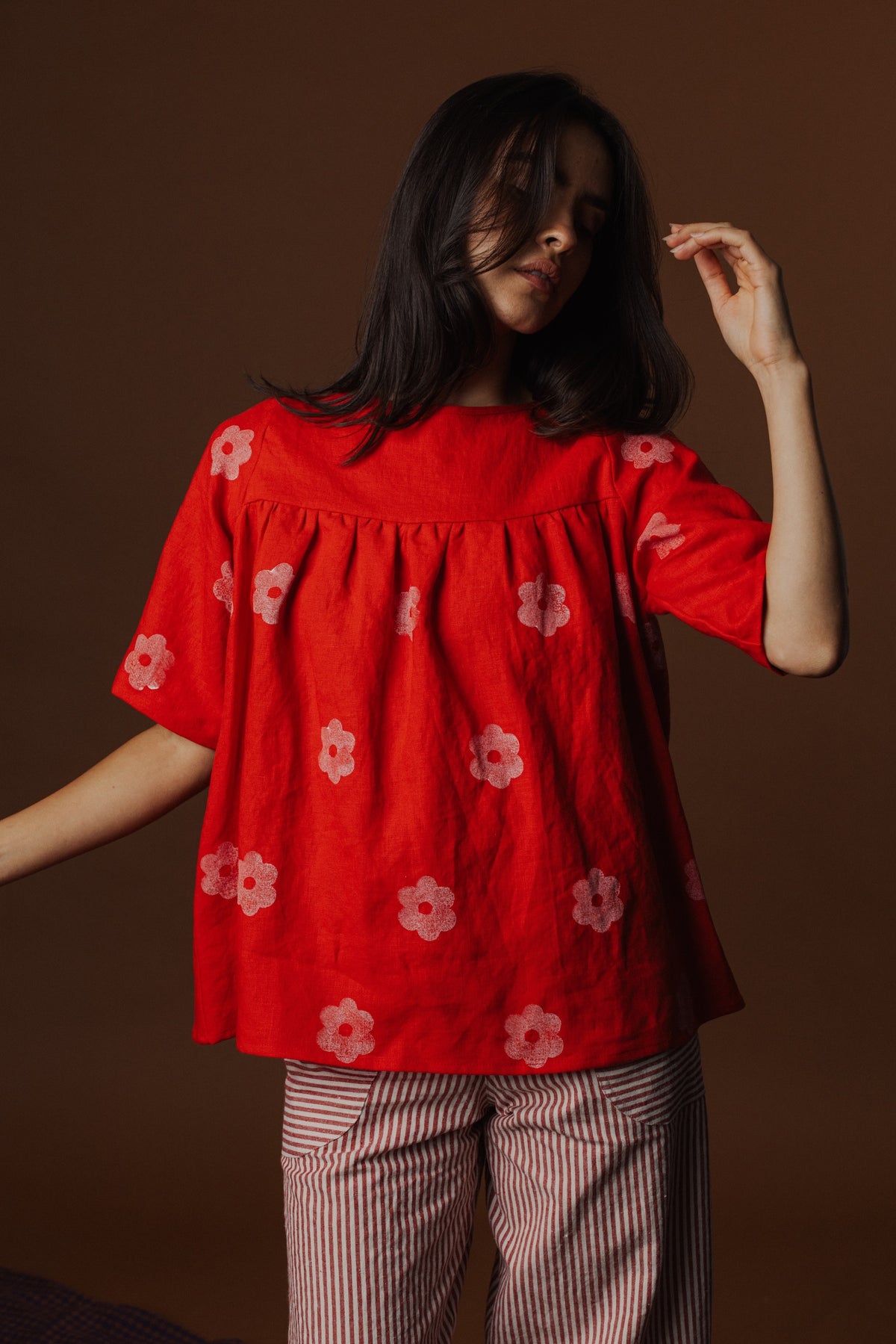 Claire Blouse - Block Printed Linen