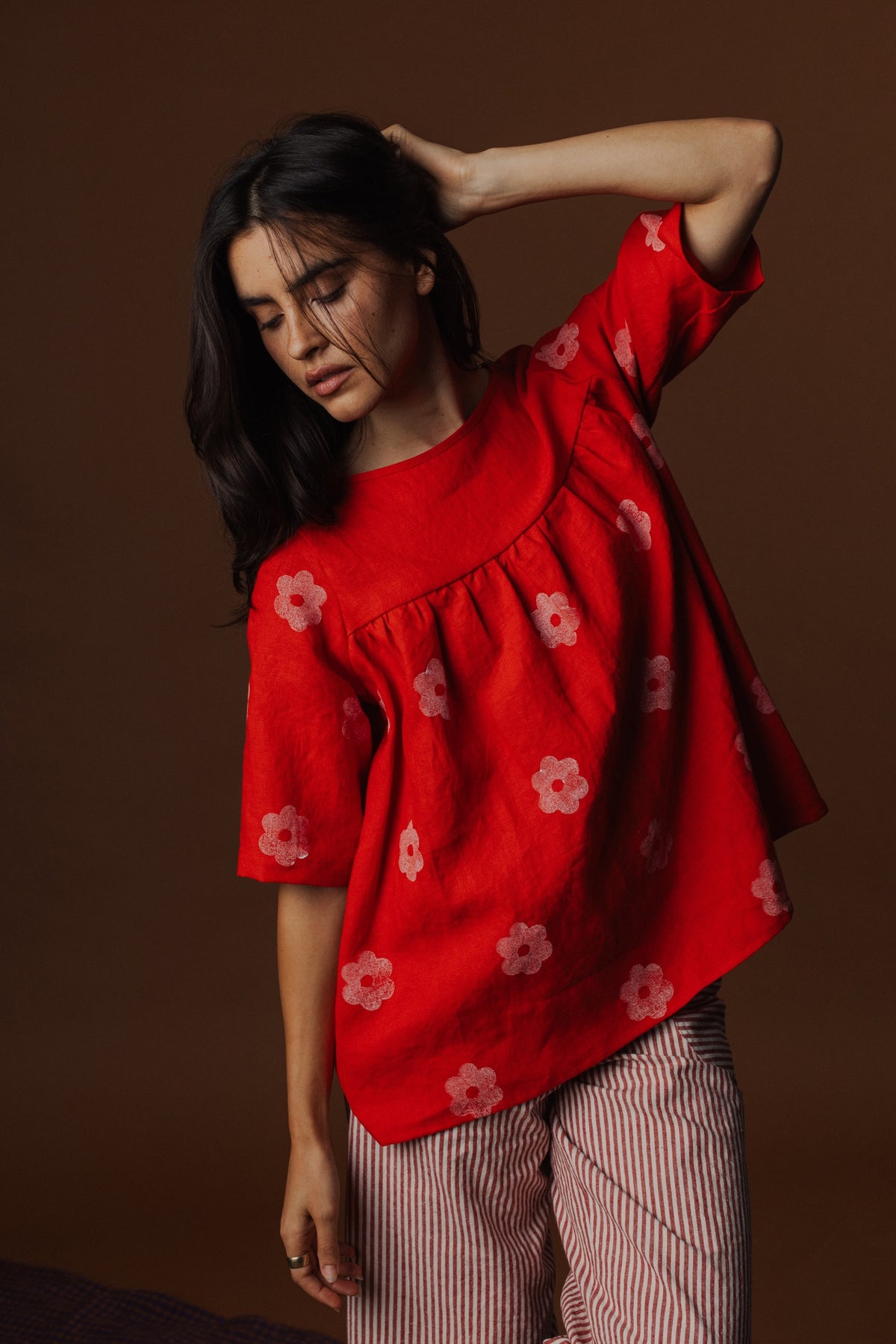 Claire Blouse - Block Printed Linen