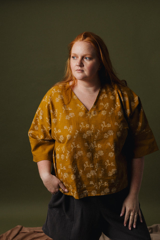 3/4 Sleeve Hanna Top - Block Printed Cotton