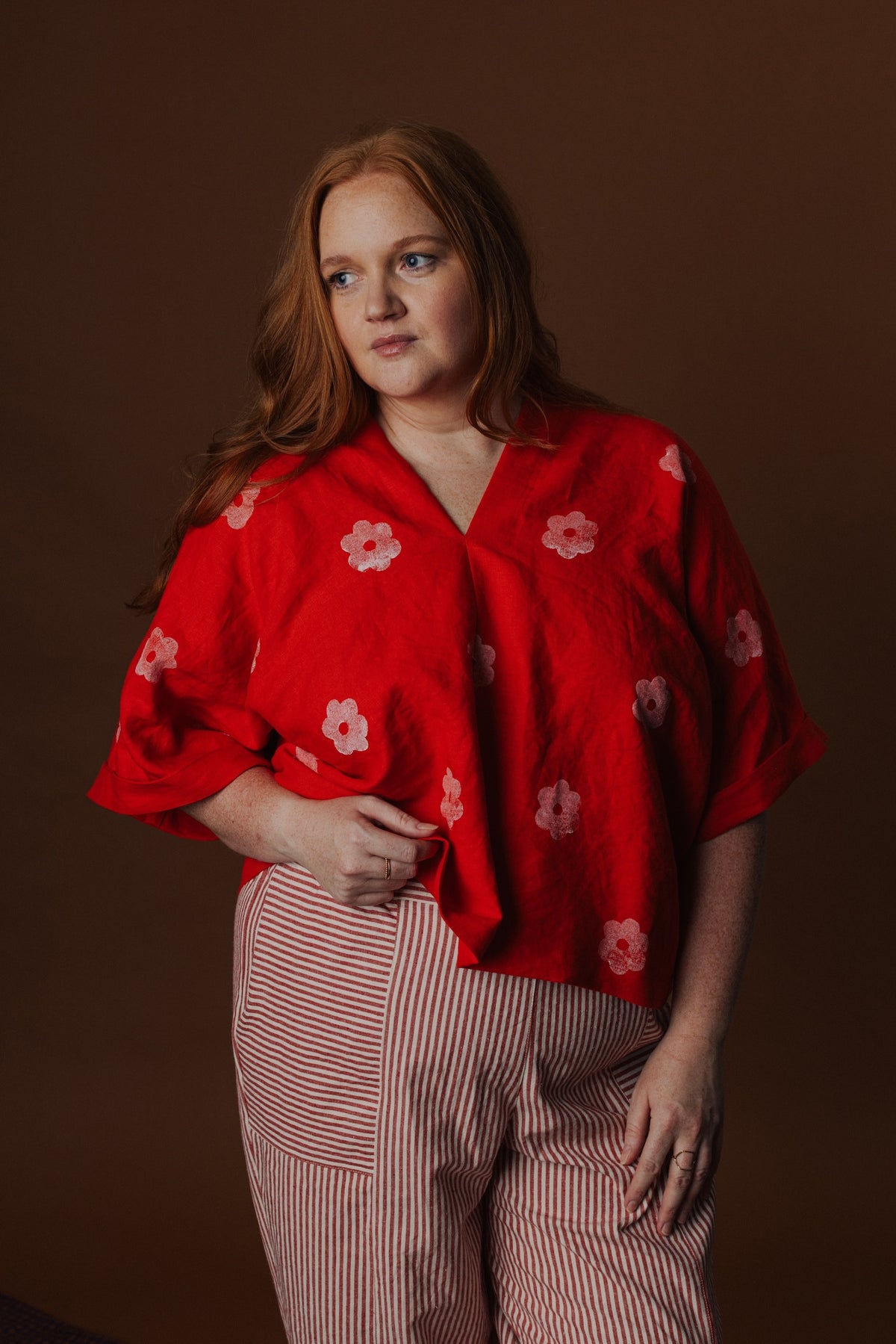 Judith Top - Block Printed Linen