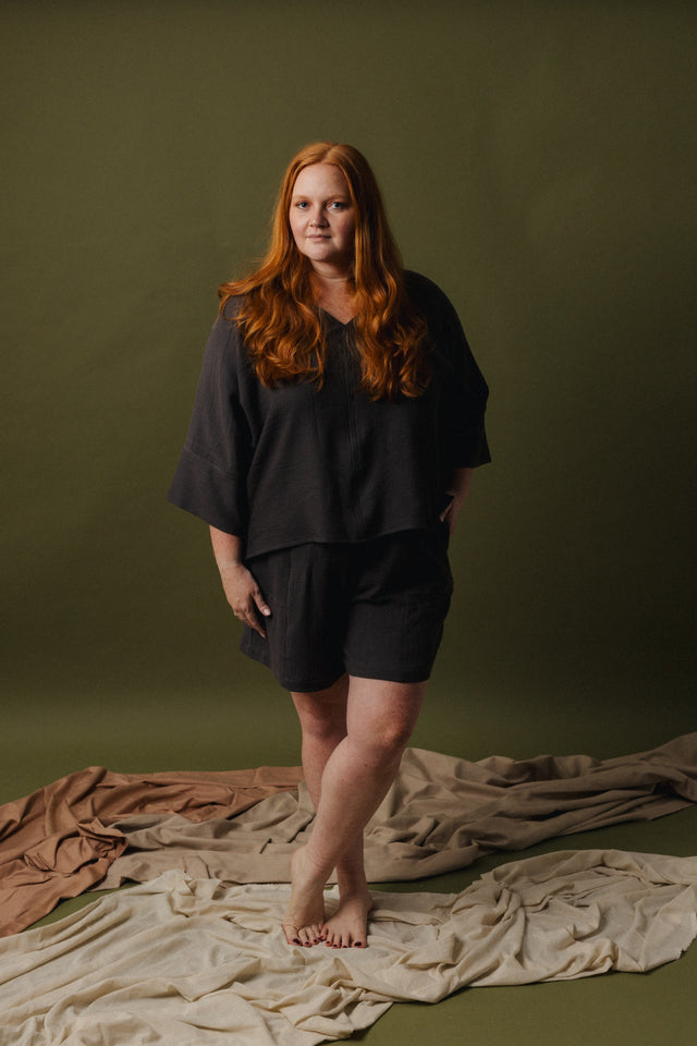 3/4 Sleeve Hanna Top - Waffle