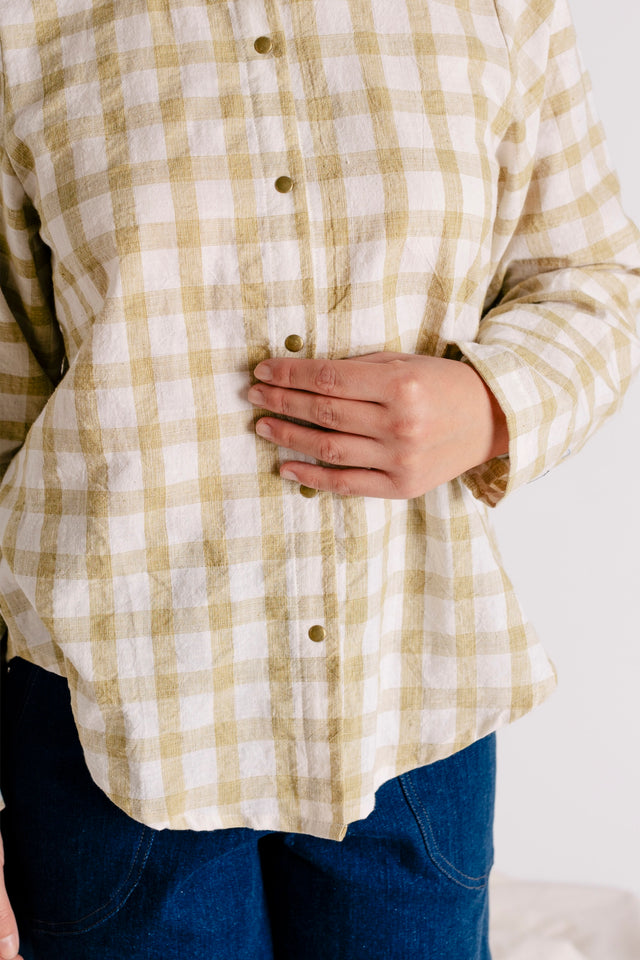Ruffle Collar Celine Shirt - Handwoven Cotton