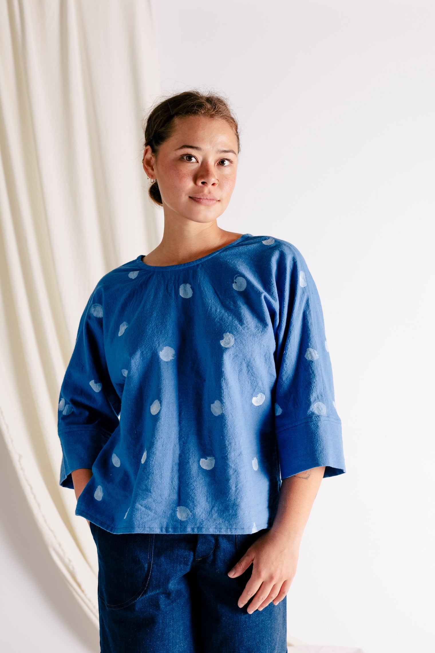 3/4 Sleeve Hanna Top - Handpainted Dot